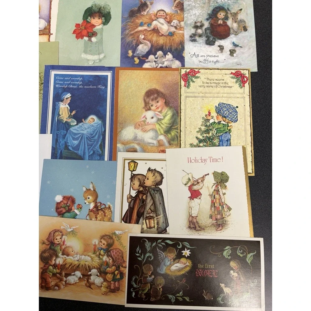 Vintage Christmas Cards Fronts ONLY Kids Children Scrapbooking Crafts Lot of 50+
